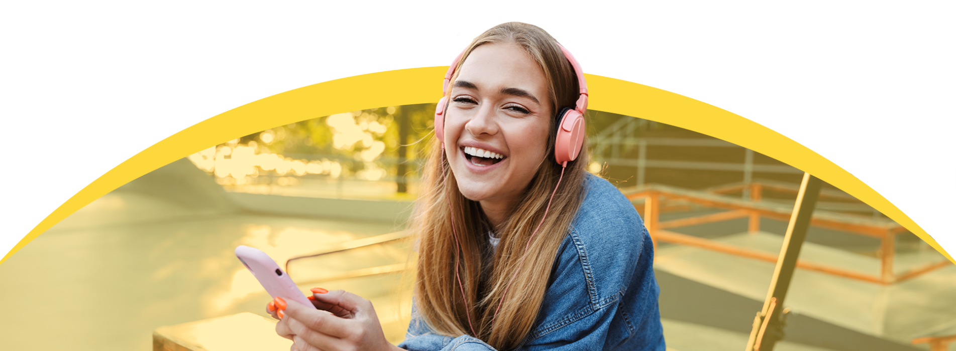 Smiling girl with headphones