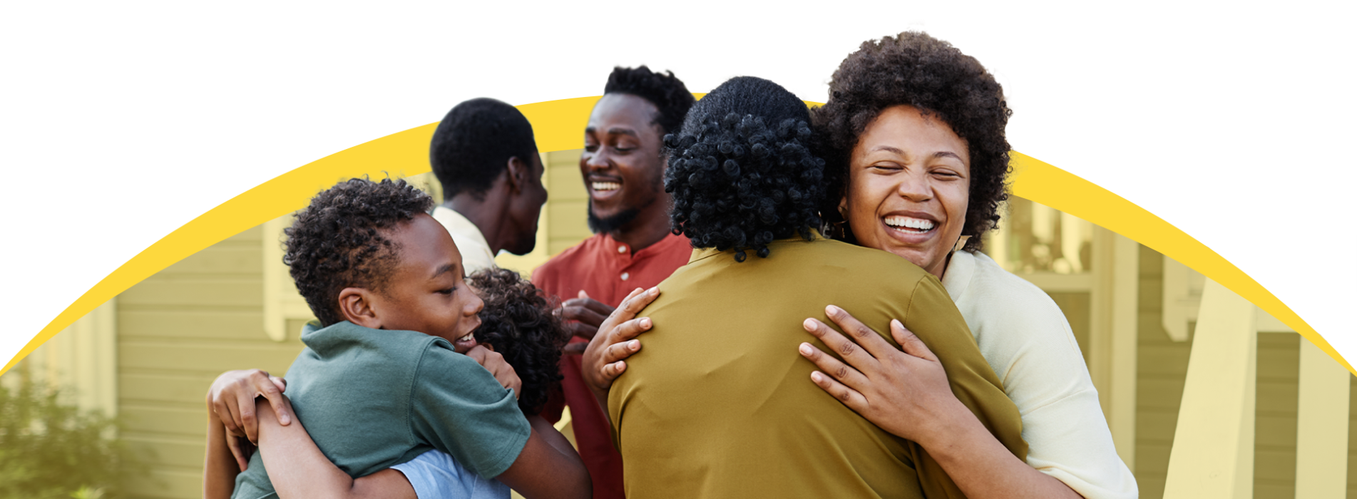 Happy family members hugging