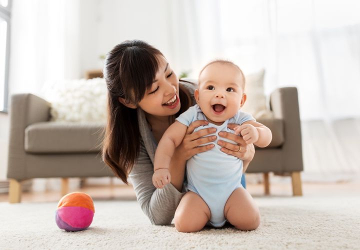 Mother holding baby