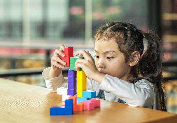 Child playing with blocks
