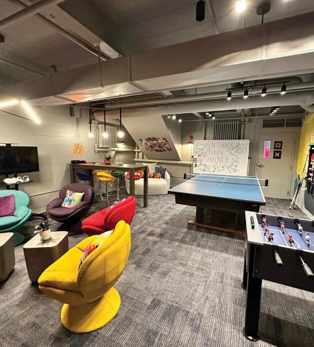 Teen room with games and chairs